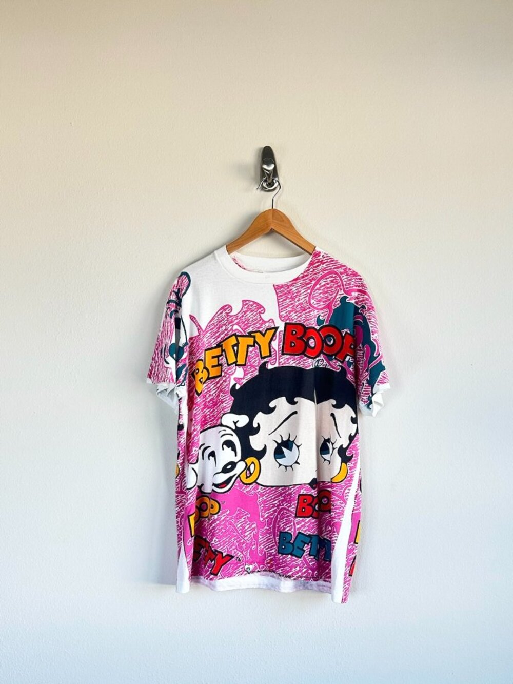 Vintage 90s Tultex Betty Boop All Over Print Single Stitch‎ Tee Size Large